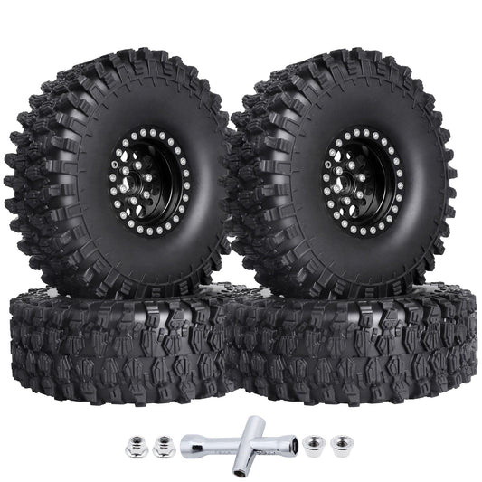 4pcs Hobbypark 1.9 " Beadlock Wheels and Tires Set for 1/10 Scale RC Crawler image 0