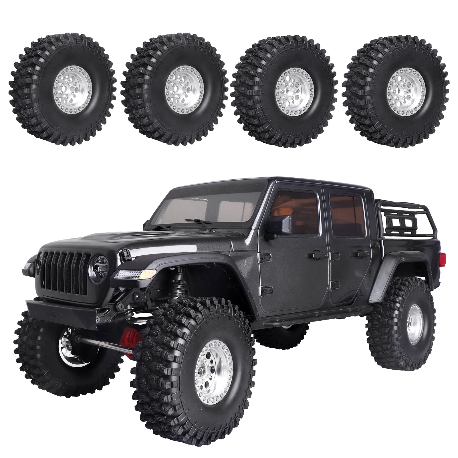 HobbyPark 4.72 inch 1.9 Crawler Tires and 1.9 Beadlock Wheels Set for Axial SCX image 4