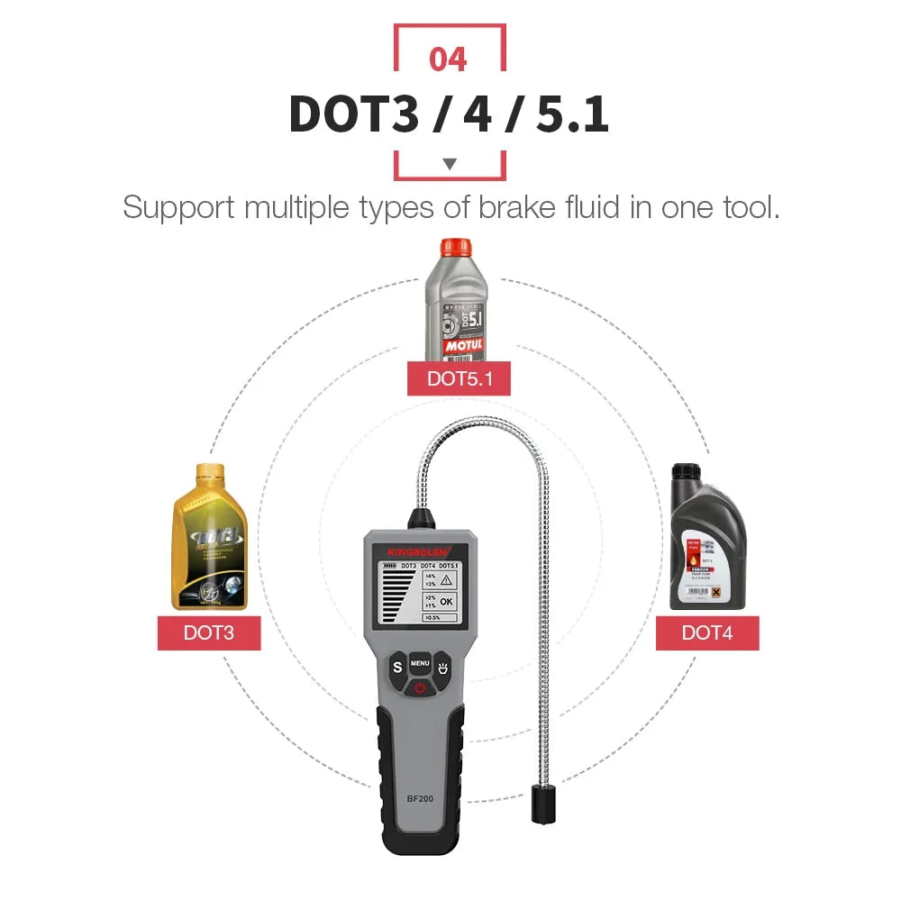 12V Auto Brake Fluid Tester Digital Car Brake Oil Tool BF200 DOT3 DOT4 DOT5.1 L image 6