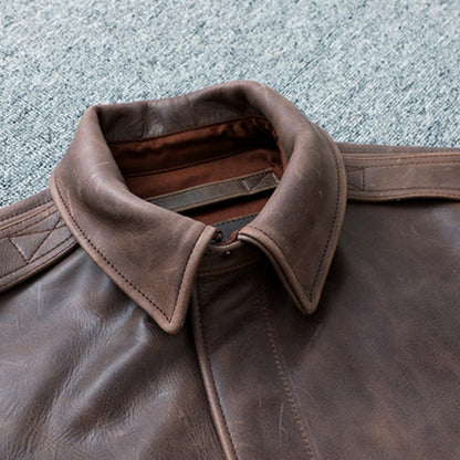 Brown Autumn Men's Vintage A2 Jacket Plus Size 4XL Military Style Natural Thick image 5