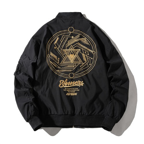 Pilot Jacket Men Hip Hop Jacket Emboidery Baseball Jacket Men Women Windbreaker image 1
