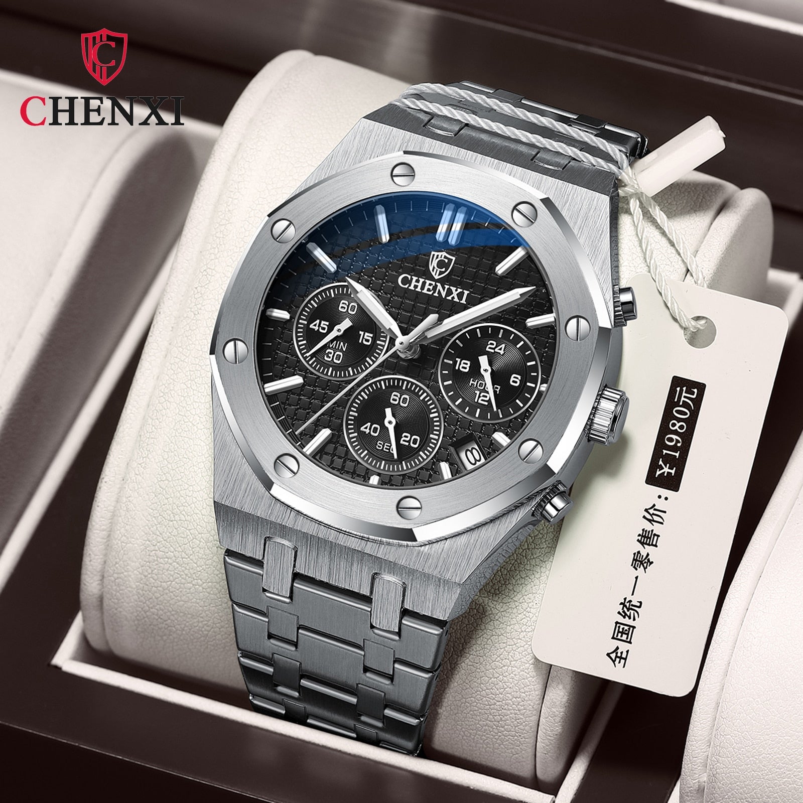 CHENXI 948 Chronograph Date Business Top Luxury Brand Quartz Watch Men Stainles image 2