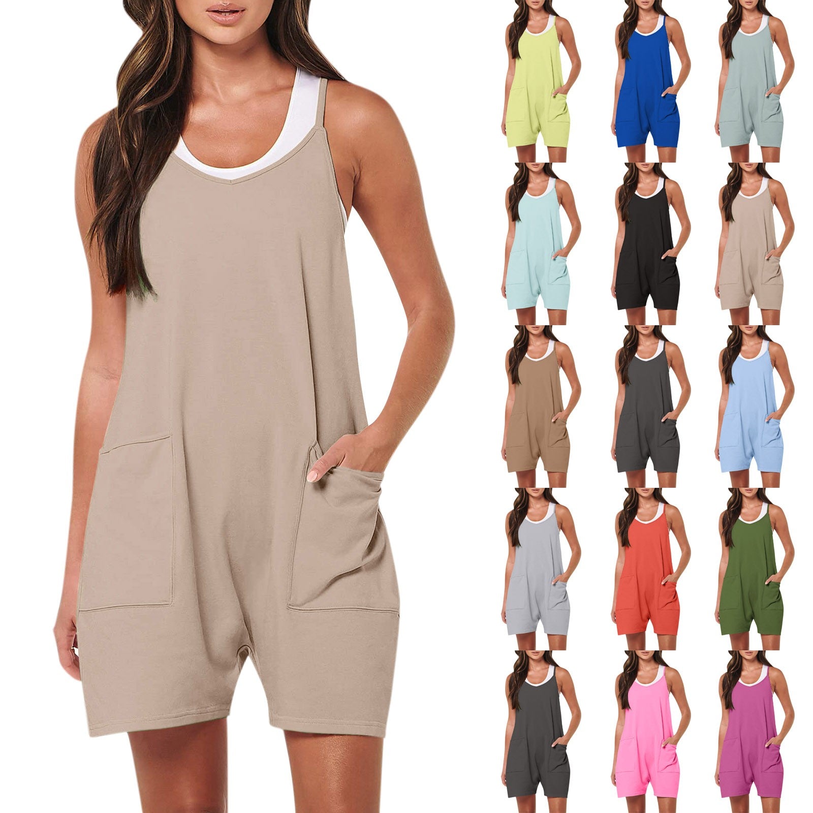 Jumpsuits For Womenummer Casual Sleeveless Adjustable Shoulder Strap Loose Ro