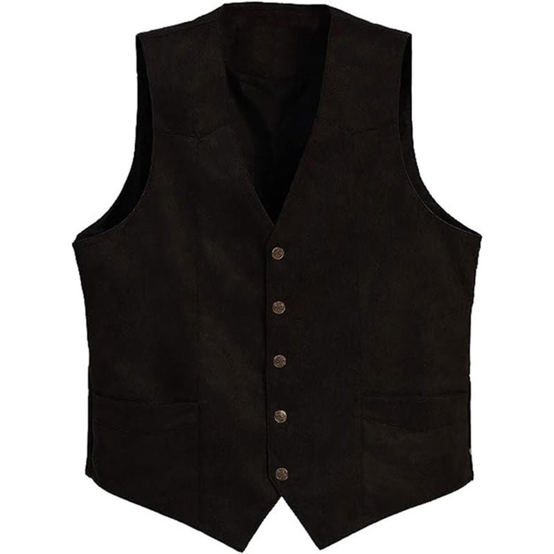 Men s  Fit V-Neck Suit Vest with Button Closure and Curved Hemline Sleeveless S image 2