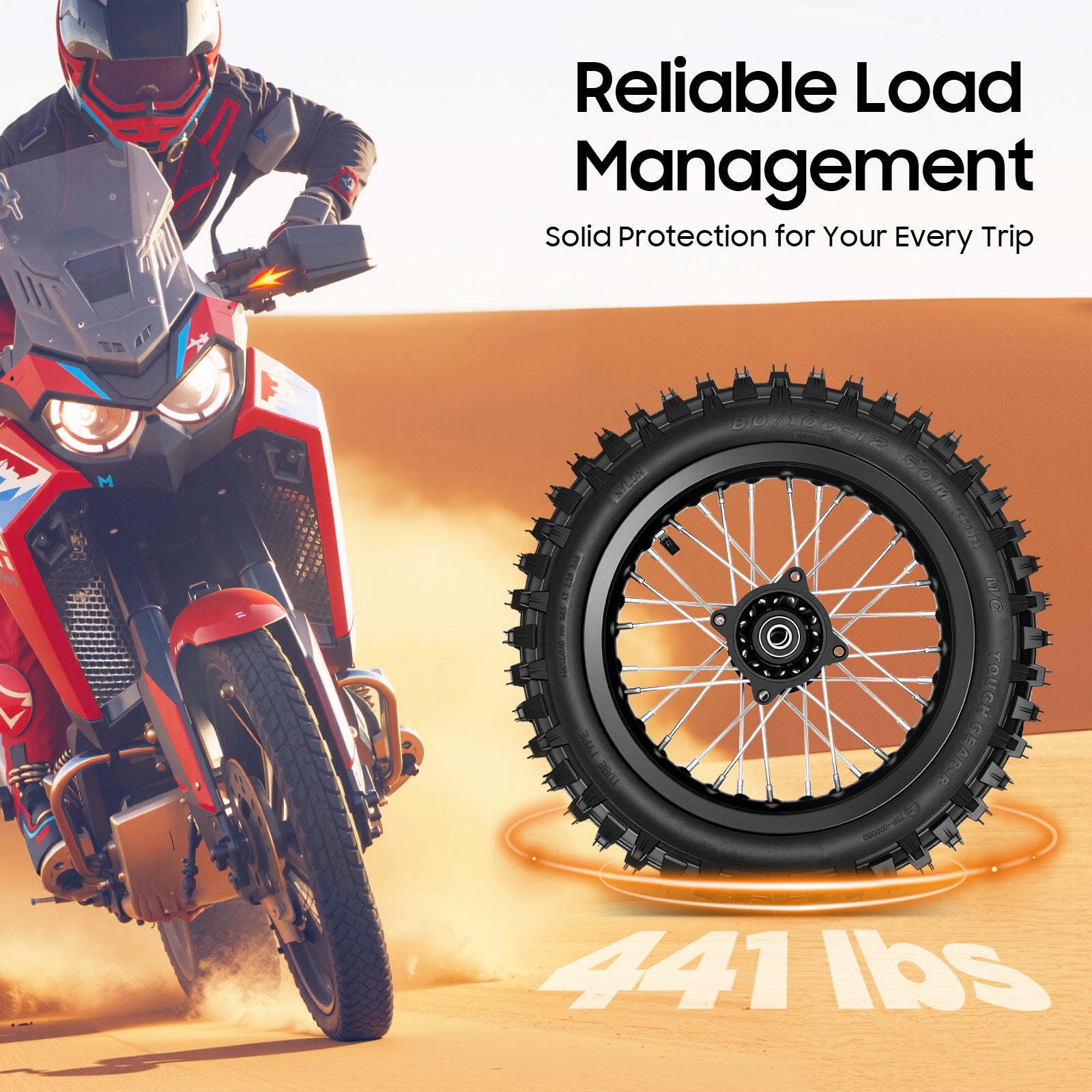 Off-road Motorcycle Wheel Tire Set 60/100-14 Front 80/100-12 Rear Enhanced Grip image 3