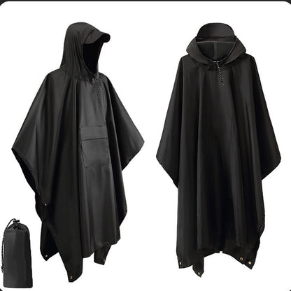 3 In 1 Outdoor Military Raincoat Hooded Sleeve Waterproof Rain Poncho Motorcycl image 4