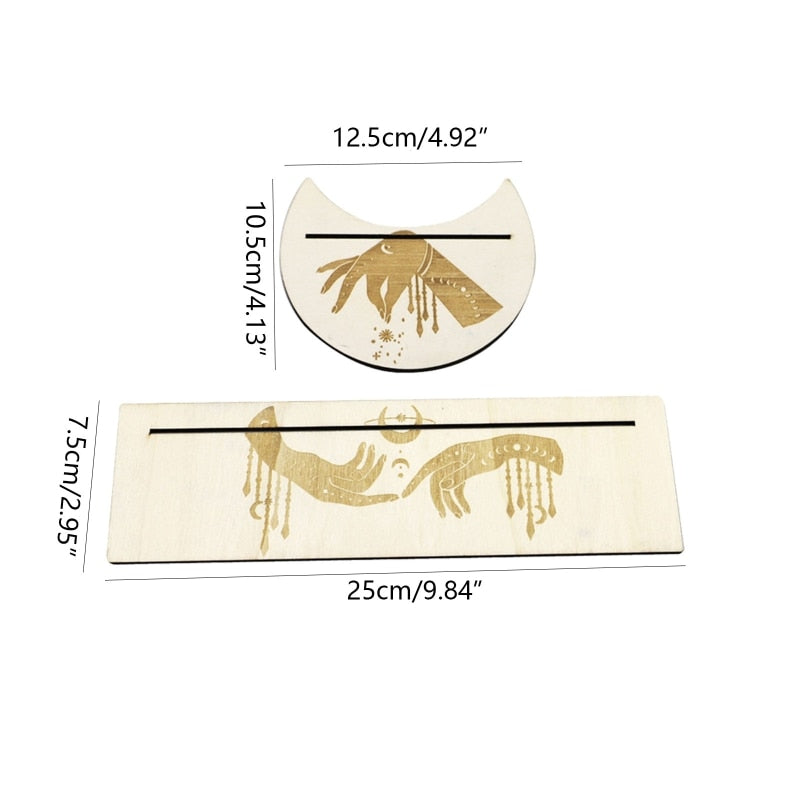 2Pcs Wooden Card Holder Stand Rectangle Moon Shape Altar Display Wood Board for image 11