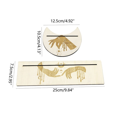 2Pcs Wooden Card Holder Stand Rectangle Moon Shape Altar Display Wood Board for image 11