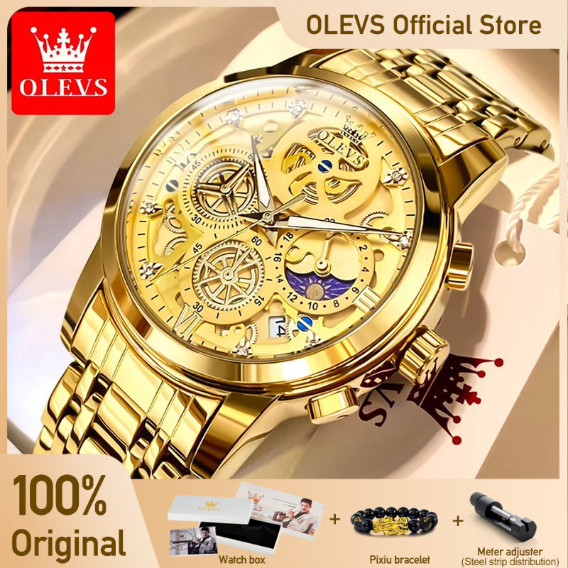 OLEVS Men's Watches Top Brand Luxury Original Waterproof Quartz Watch for Man G image 2