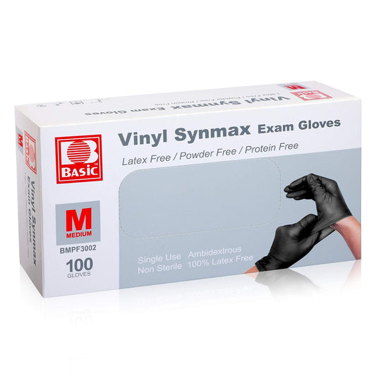 Black Disposable Vinyl Exam Gloves,100 Count Latex Free Powder Free for Househo image 0