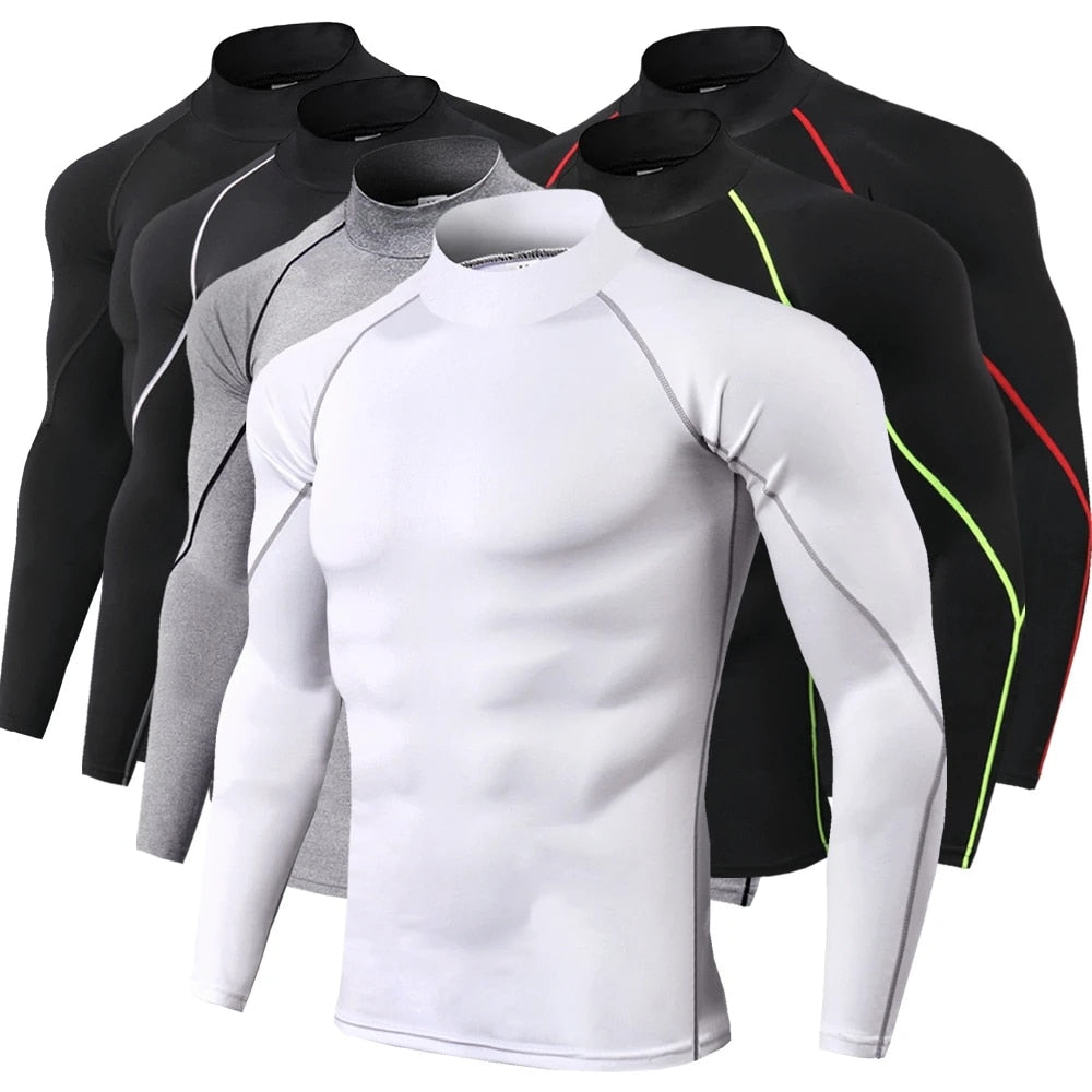 Men Bodybuilding Sport T-shirt Quick Dry Running Shirt Long Sleeve Compression