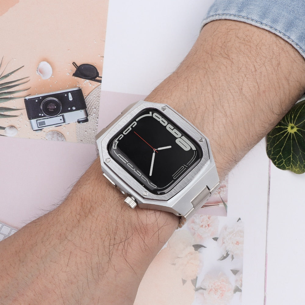 Luxury Modification Mod Kit For Apple Watch Band Case 49mm 44mm 45mm Rubber Str image 3