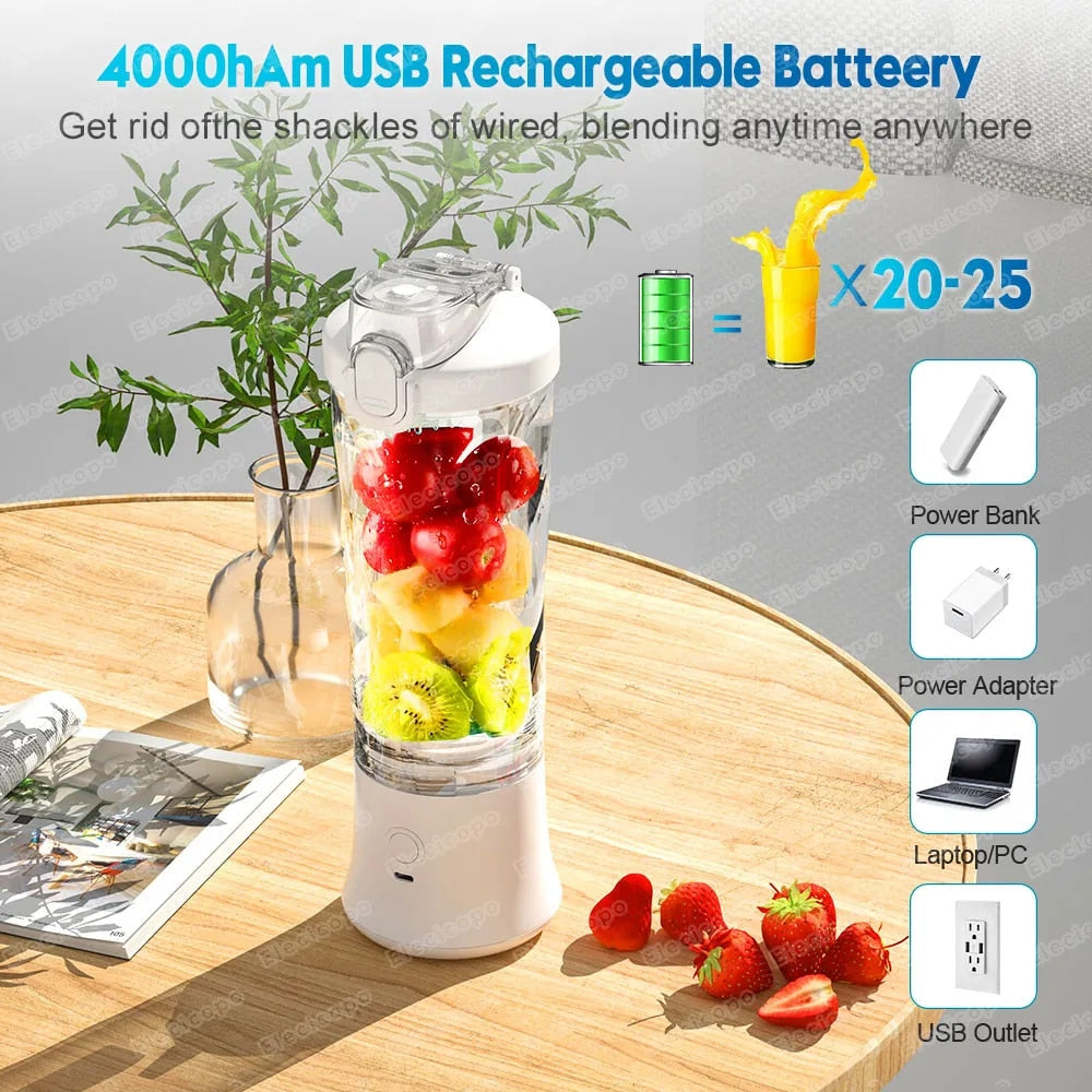 Portable blender mixer 600ML Electric Juicer Fruit Mini Blender 6 Blades For Sh image 10