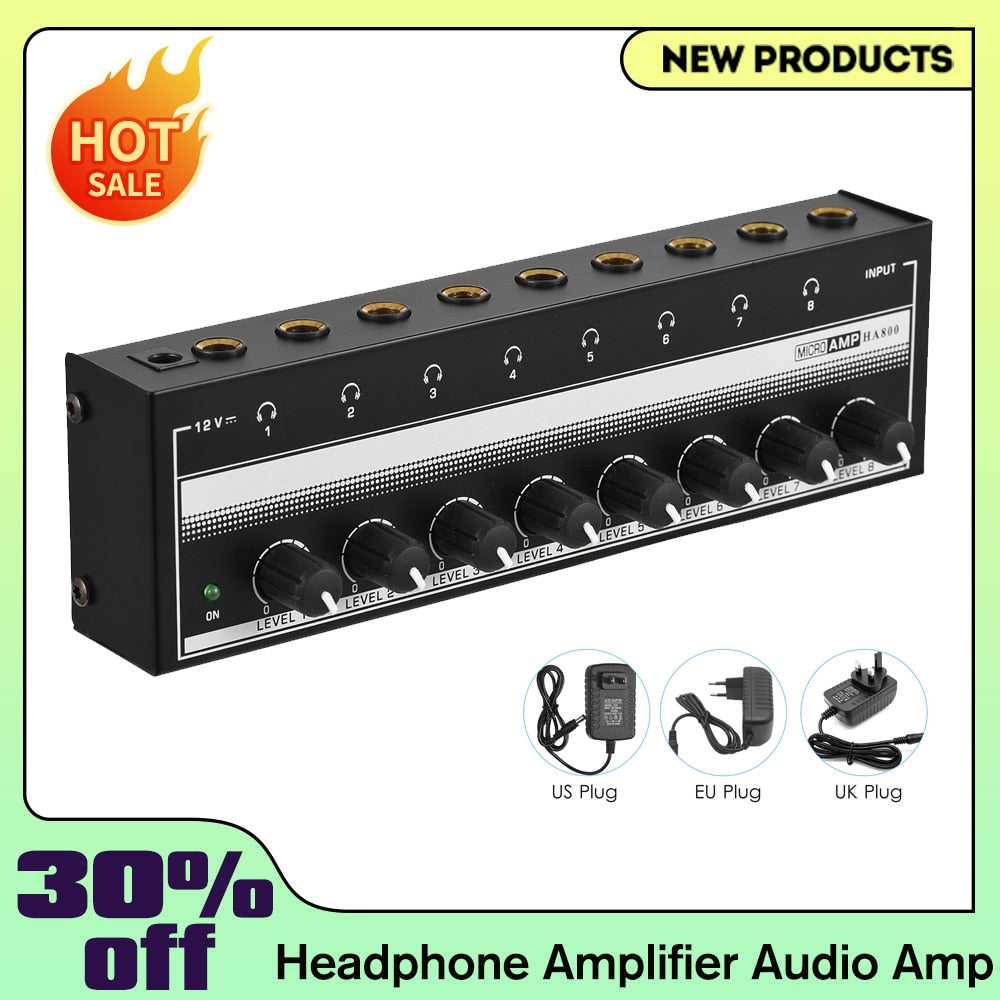 HA800 Headphone Amplifier Audio Amp. Ultra-compact 8 Channels Mini Audio Stereo image 1