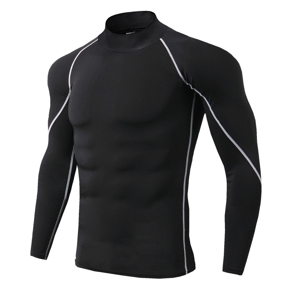 Men Bodybuilding Sport T-shirt Quick Dry Running Shirt Long Sleeve Compression image 5
