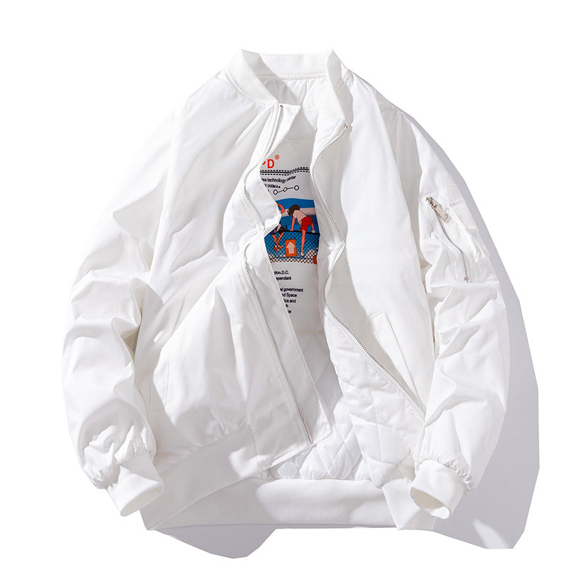 Men Bomber Jacket Autumn Winter Pilot Jacket Women Fashion Solid Baseball Coat  image 6