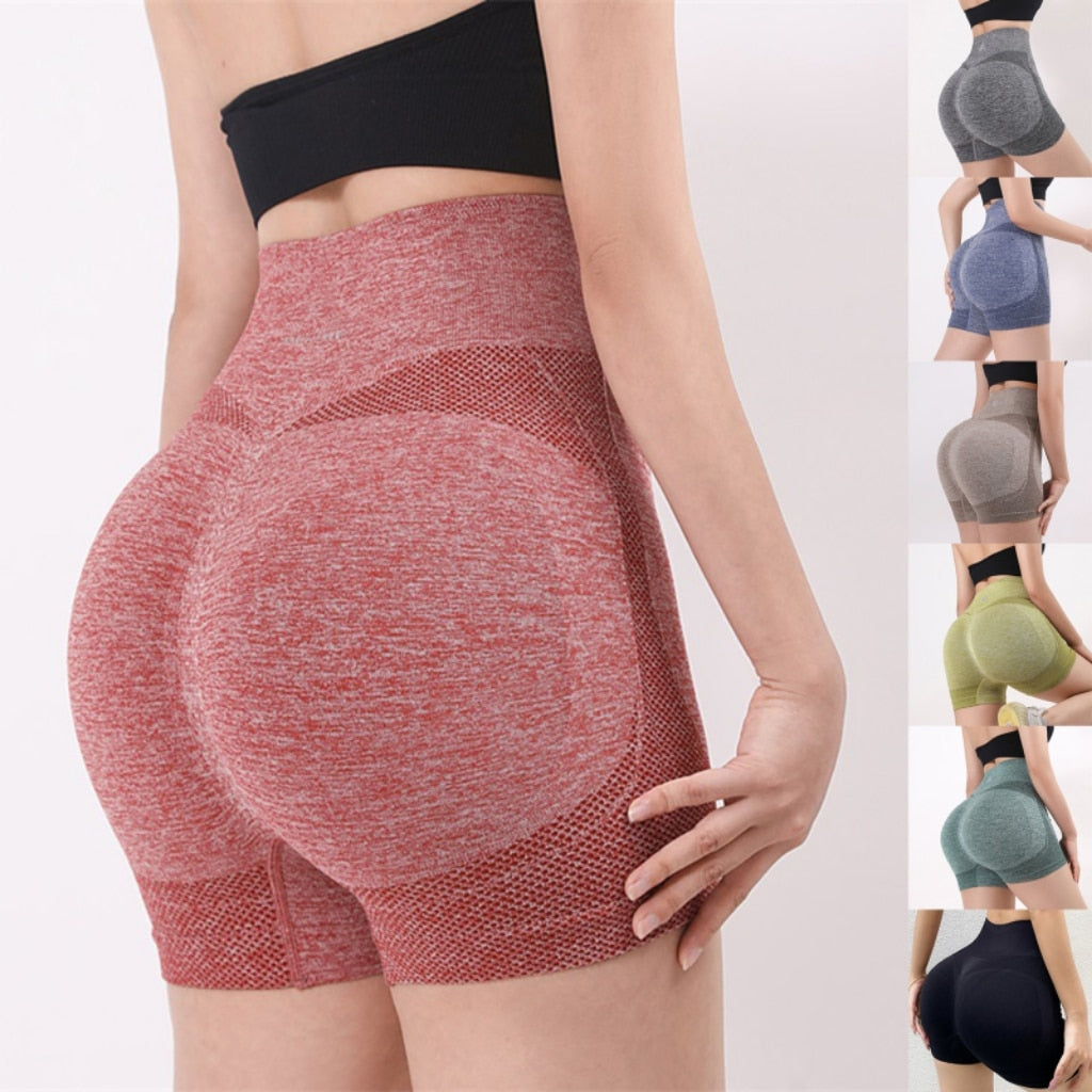 Women Yoga Shorts High Waist Workout Shorts Fitness Yoga Lift Butt Fitness Ladi