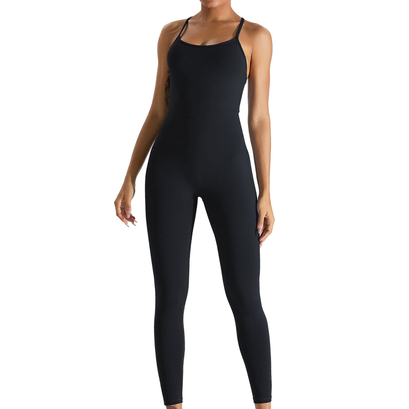 Women's yoga sportswear High elasticity jumpsuit tight fitting clothing Cross b image 2
