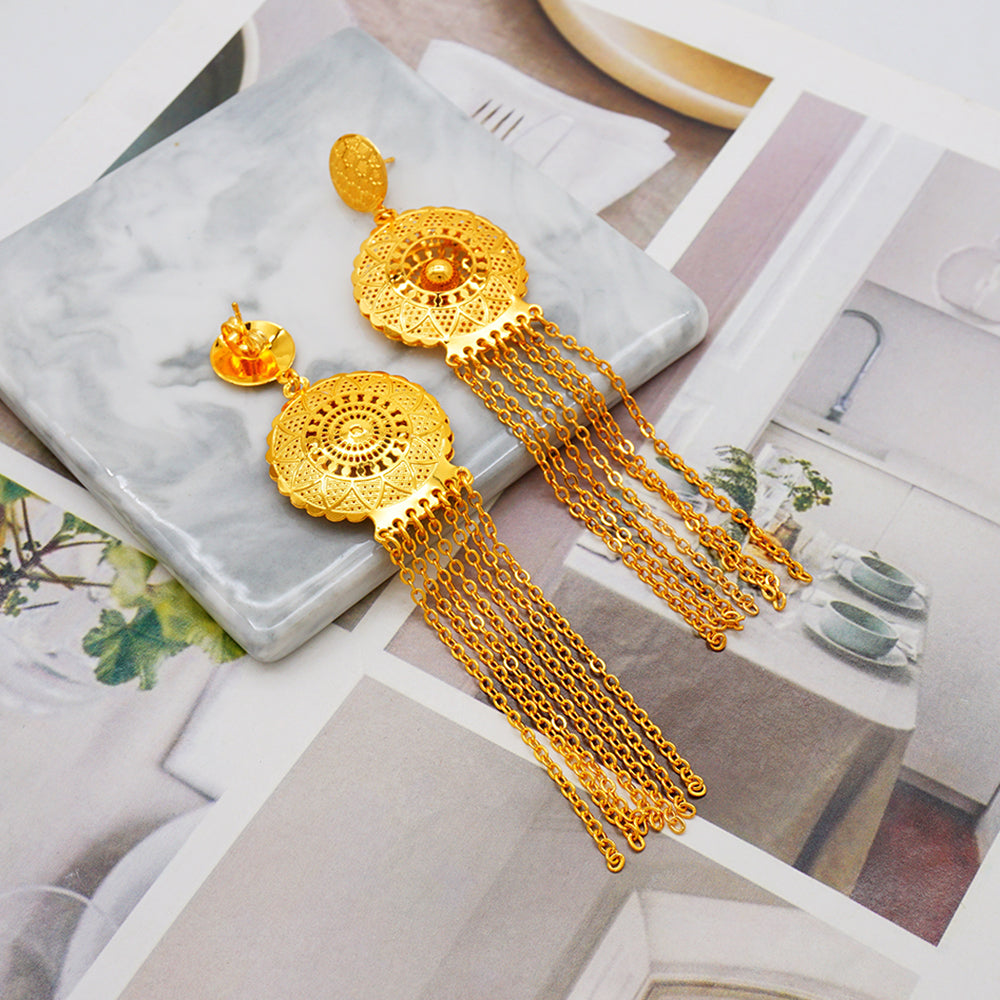 NEW ANIID Indian Fashion Gold Color Charm Necklace And Earrings Set African Wed image 2