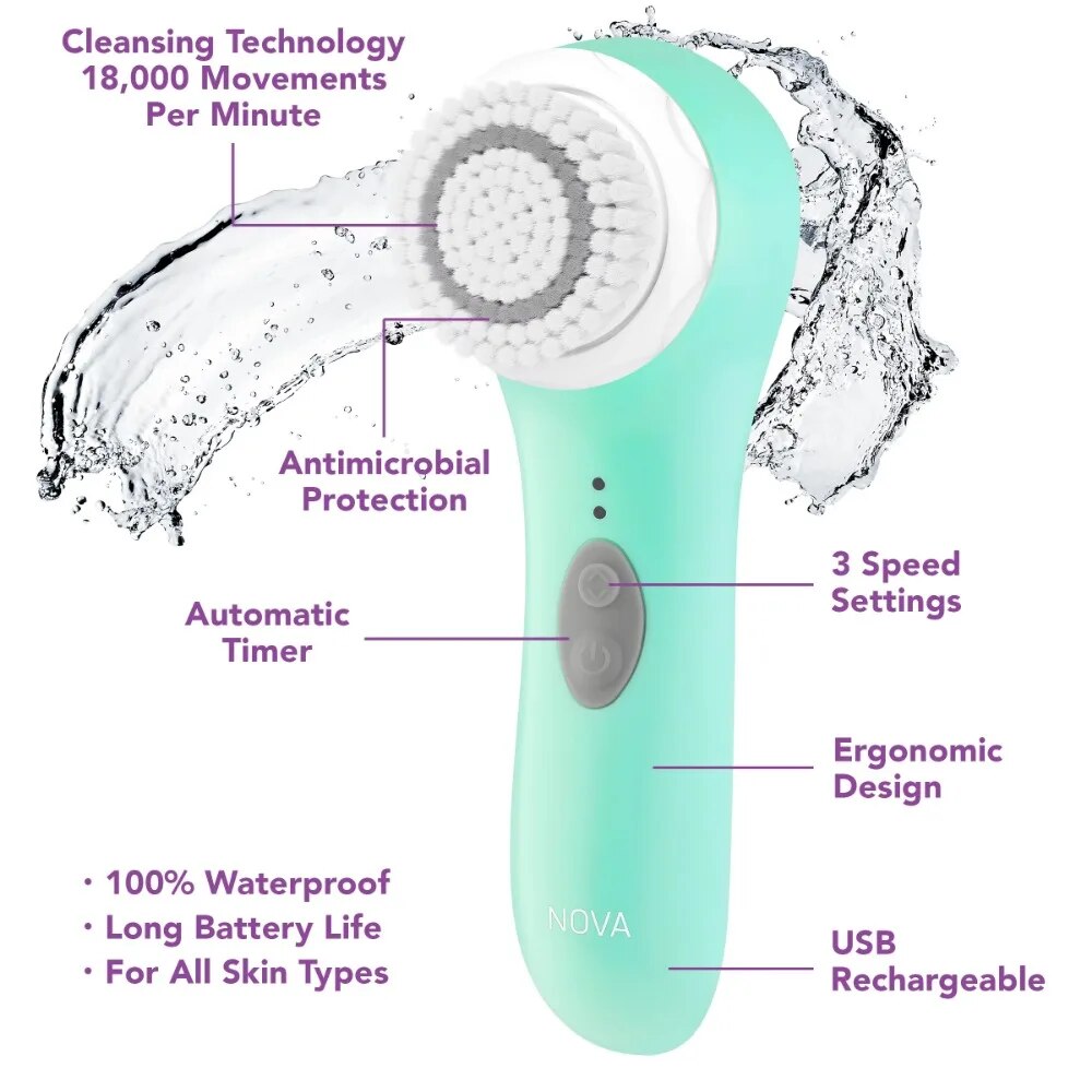 Spa Sciences NOVA - Sonic Facial Cleansing and Exfoliating Device with Antimicr image 5