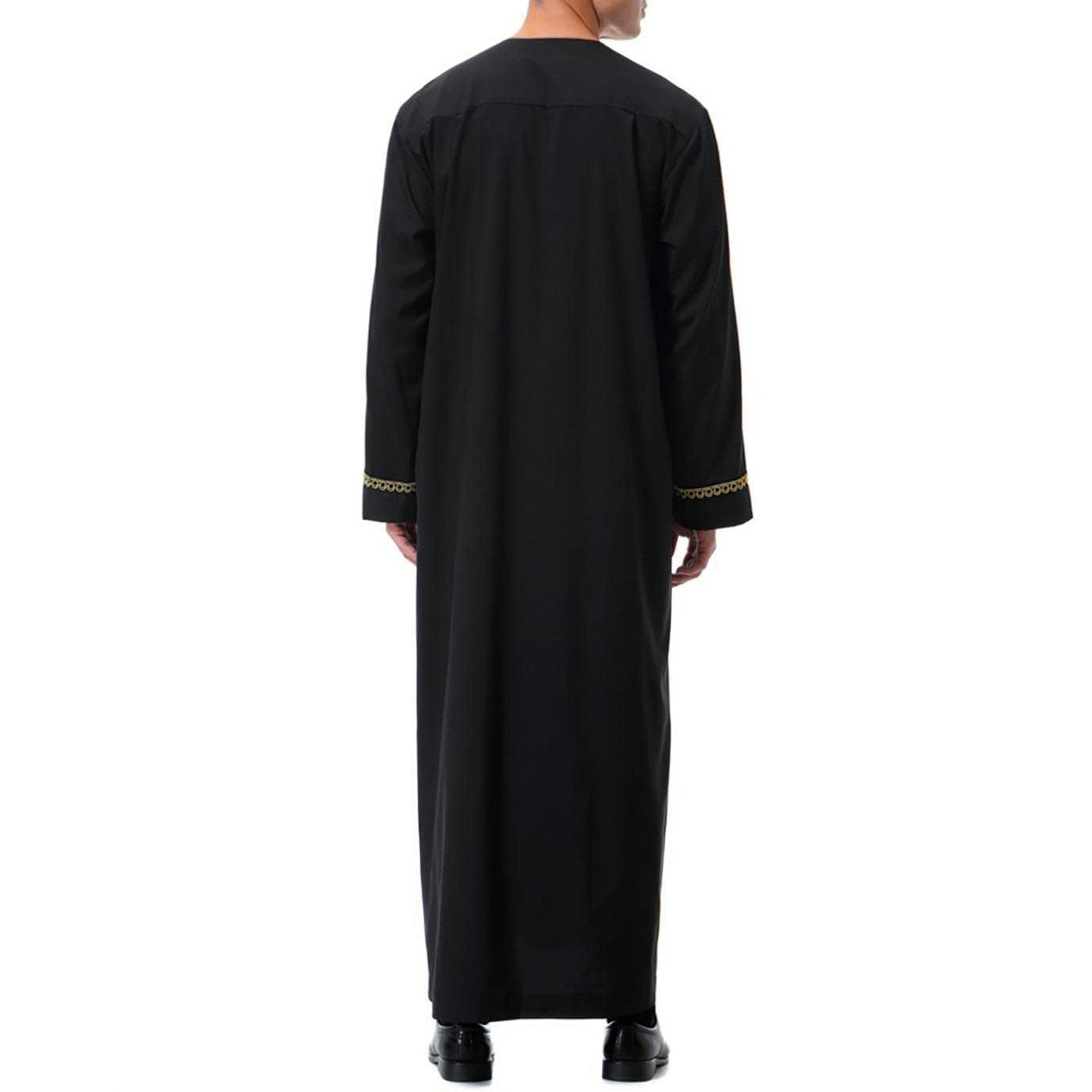 Men's Muslim Robe Arab Middle Robe Long Sleeve Embroidered Pocket Long Abaya Shi image 7