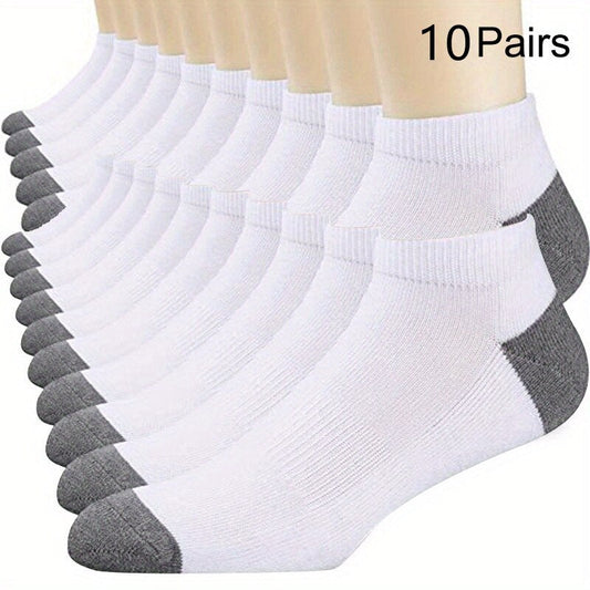 10Pairs Men's Fashion Cotton Breathable Comfortable Ankle Socks, Men's Summer S