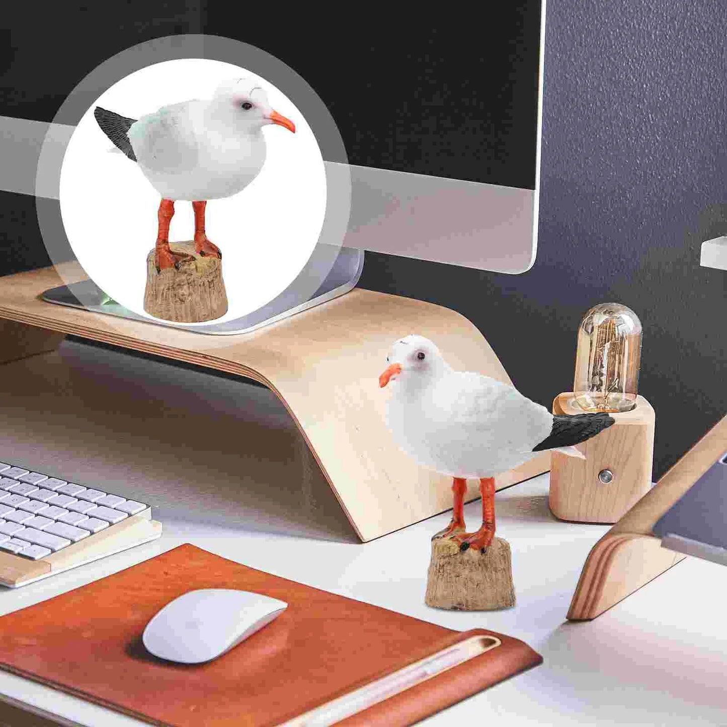 Red-billed Gull Model Garden Bird Sculpture Tabletop Decor Seagull Figurine Res image 3