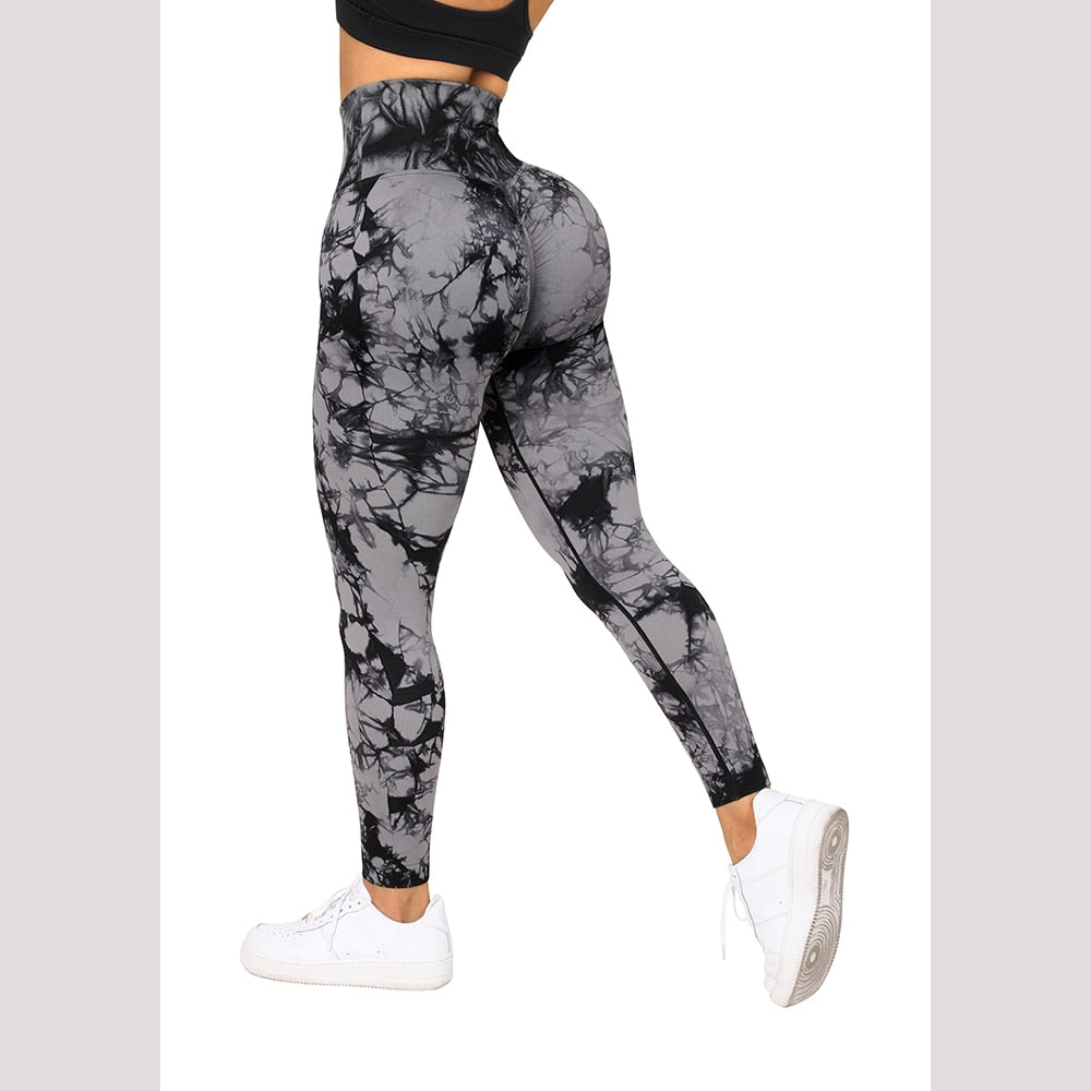 Tie Dye Women Leggings Pants Irregular High Waist Casual Fitness Yoga Pant Soli image 8