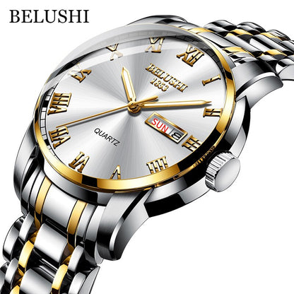 BELUSHI Men Watch Stainless Steel Top Quailty Luxury Push Button Hidden Clasp W image 8