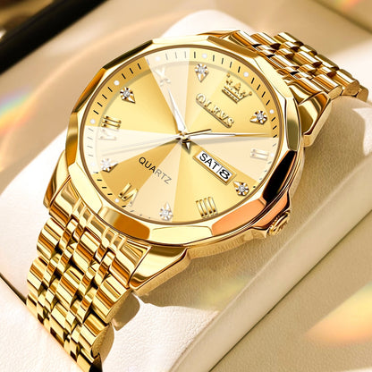 TAXAU New Watch For Men Rhombus Original Quartz Waterproof Wristwatch Gold Stai image 6