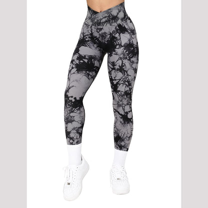 Tie Dye Women Leggings Pants Irregular High Waist Casual Fitness Yoga Pant Soli image 9
