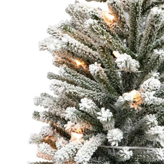 Pre-Lit 3' Flocked Fir Artificial Christmas Tree with Pines Cones and 50 Lights