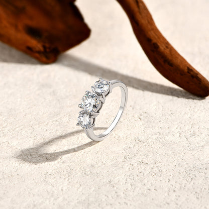 ATTAGEMS Three Round Cut Moissanite Rings S925 Sterling Silver 18K Gold Plated  image 4