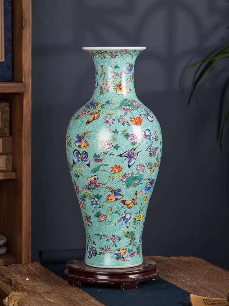 Jingdezhen 36Cm Ceramic Pink Vase  Minimalist Porcelain Tabletop Vase For Living Room, Tv Cabinet & Home Decor
