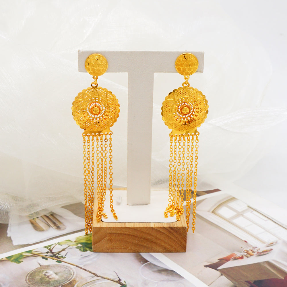 NEW ANIID Indian Fashion Gold Color Charm Necklace And Earrings Set African Wed image 4