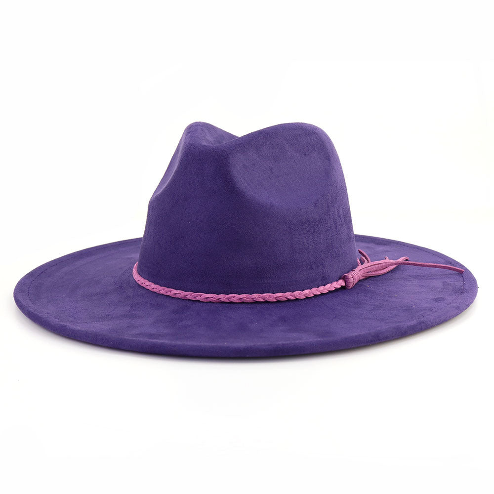 Suede Top Hat 9.5cm Wide Brim Fedora Hat Men Women Autumn Winter Felt Jazz Hats image 25