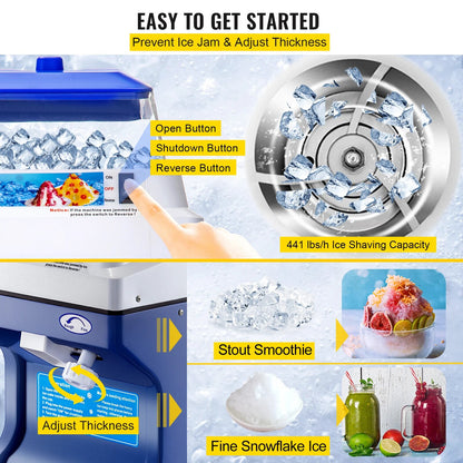 VEVOR 120/200 KG/H Electric Ice Shaver Branch Crusher Chopper Smoothie Blender image 5