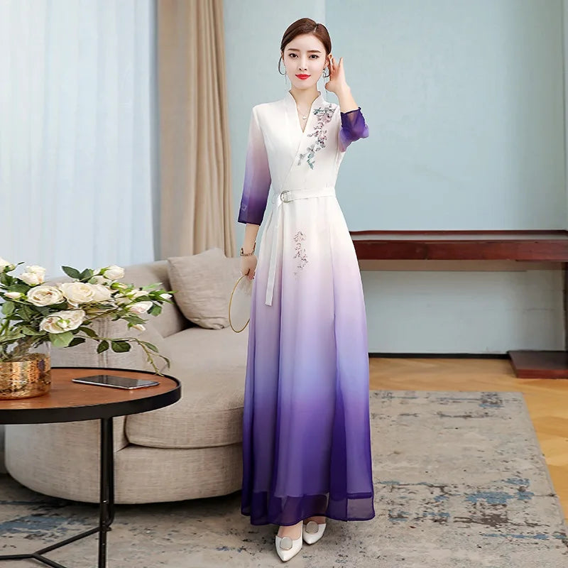 Vietnam Traditional Dress Chinese Style Aodai Cheongsam Qipao China Oriental Dr