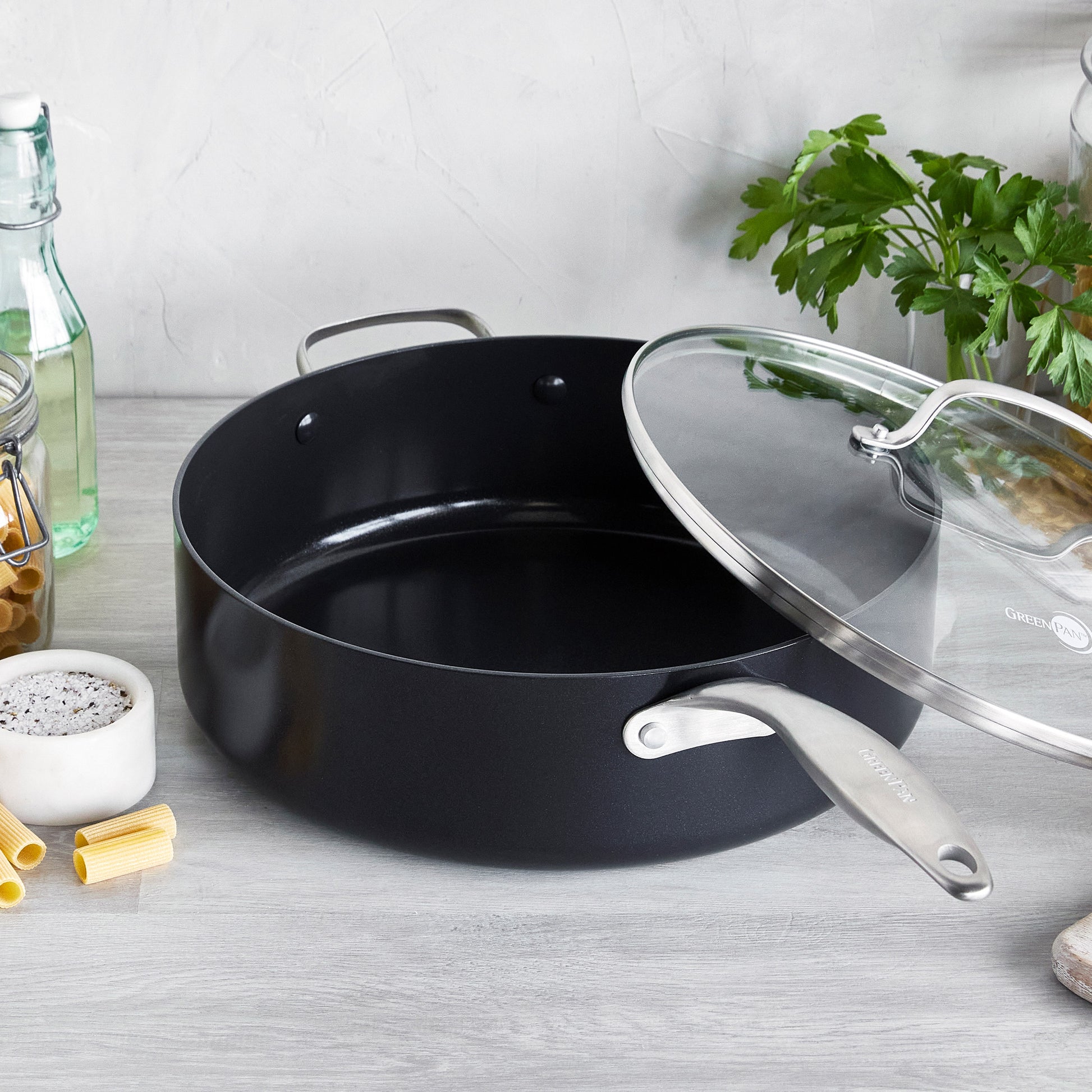 GreenPan Black Pro Ceramic Nonstick 6.56QT Saute Pan image 2