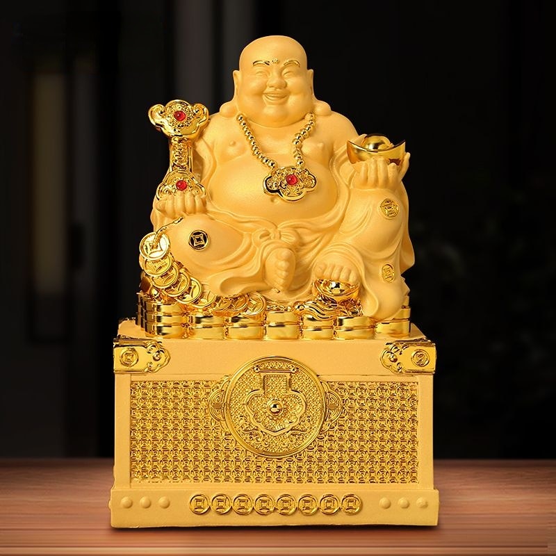 Laughing Buddha's Decoration To Piggy Bank Fortune Resin sculptureHandmade Stat image 6