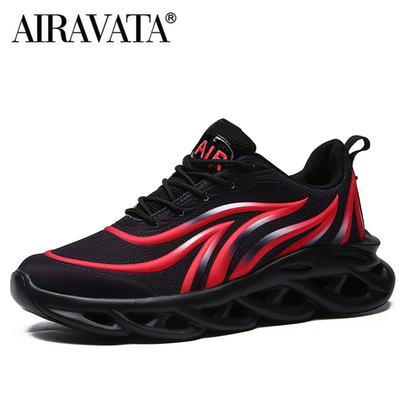 Men's Flame Printed Sneakers Flying Weave Sports Shoes Comfortable Running Shoe image 3
