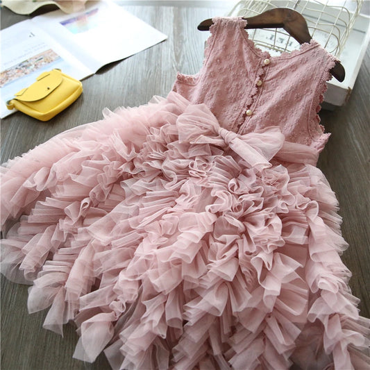 Lace Girls Princess Dress Fluffy Cake Smash Dresses Kids Christmas Party Costum