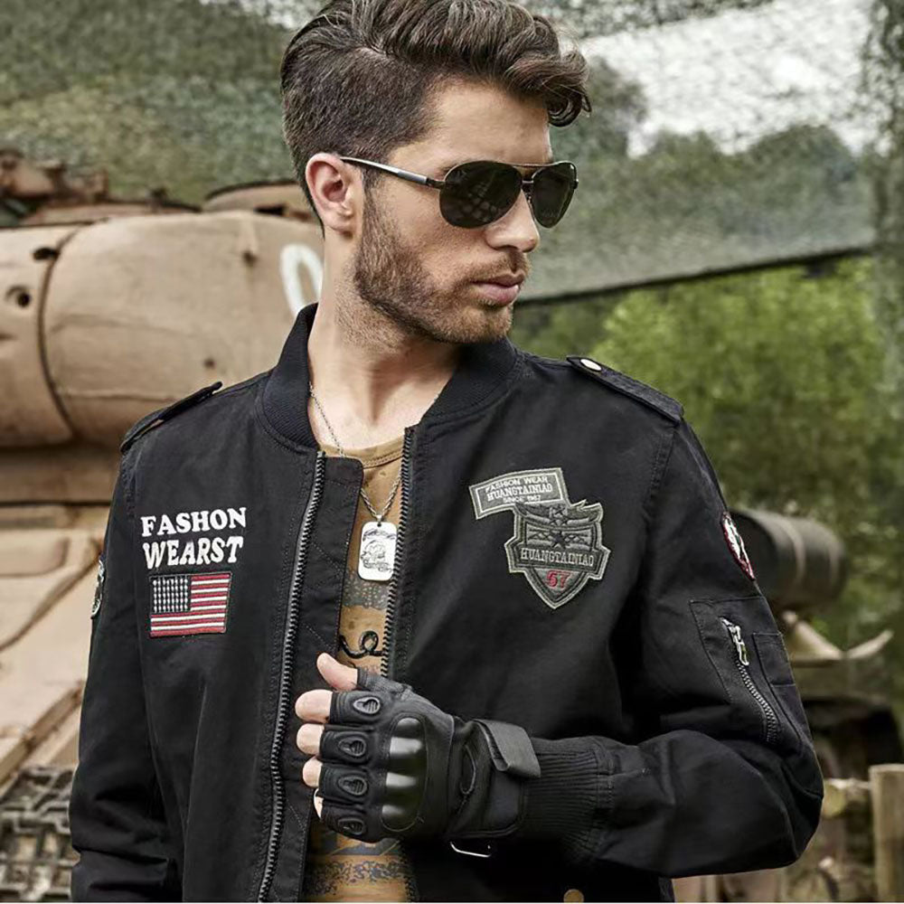 Mens Bomber Pilot Jacket Spring Parkas Army Jackets Military Motorcycle Jacket  image 0