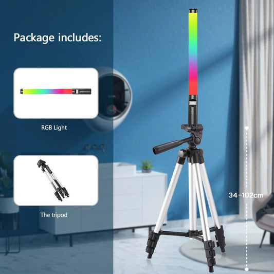RGB Light Stick Wand With Tripod Stand Party Colorful LED Lamp Fill Light Handh
