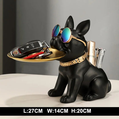 Fancy Bulldog Statue with Tray and Bin Living Room Desk Decoration Nordic Dog S image 7
