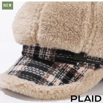 Plush Octagonal Cap Girls Autumn Winter Warm Beret Big Head Face Small Newspape image 10