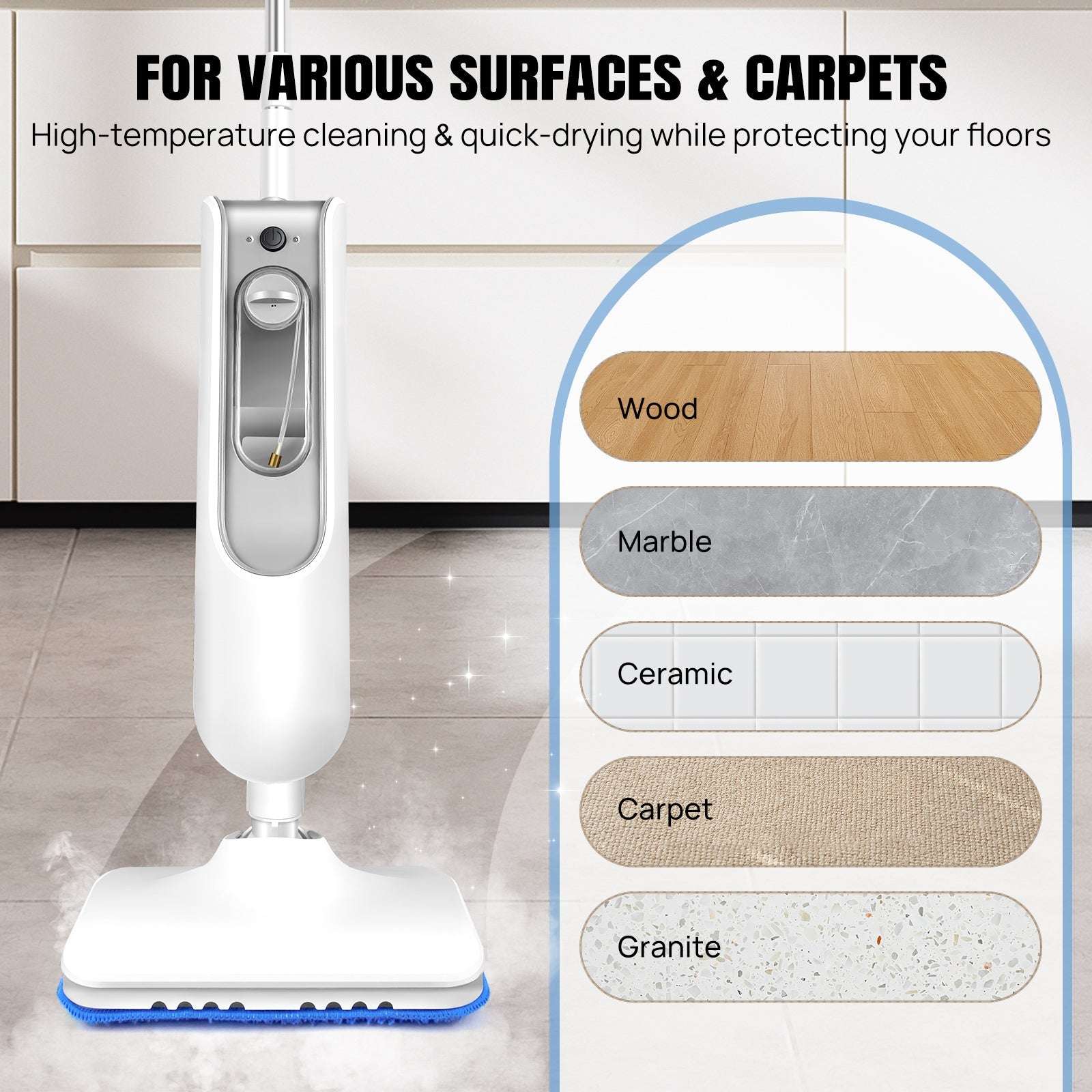 12 IN 1 Electric Steam Mop with 120 Degree Rotatable Head for Floor Cleaning,50