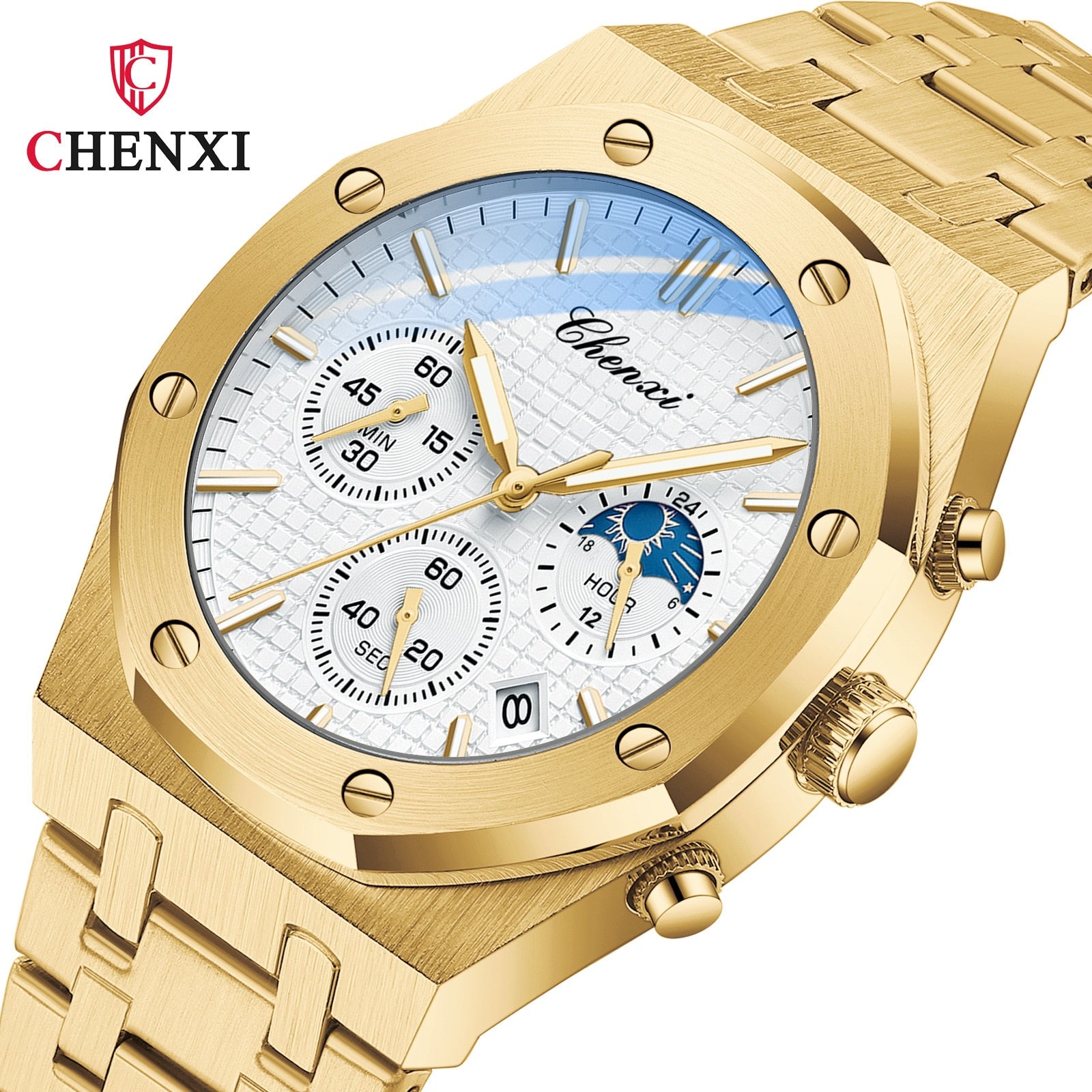 CHENXI 948 Chronograph Date Business Top Luxury Brand Quartz Watch Men Stainles image 4