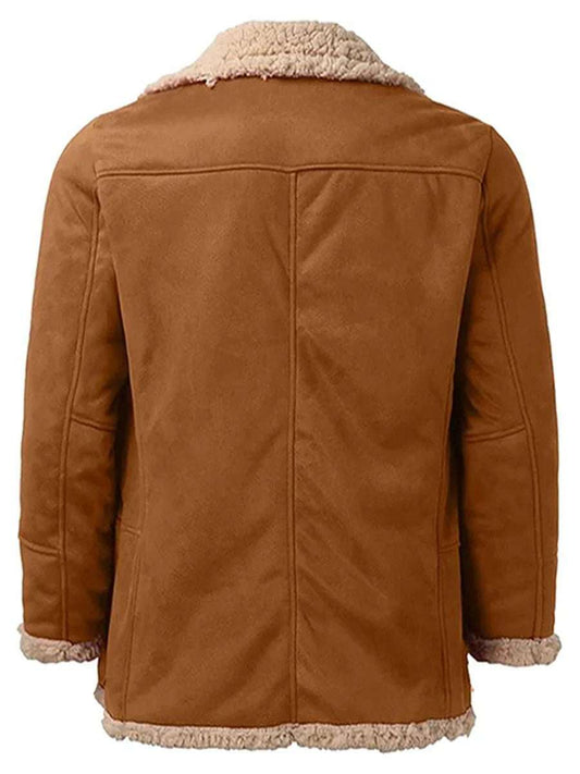 Men's s Winter Fleece Coats with Turn Down Collar and Button Down Closure Thick a