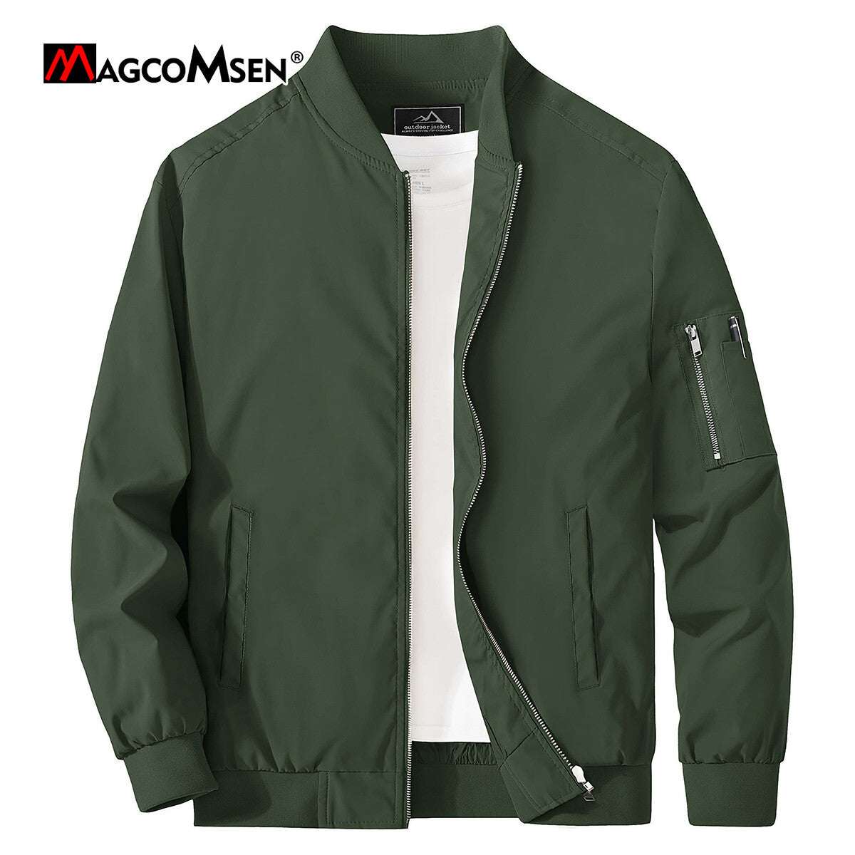 MAGCOMSEN Lightweight Men's Bomber Jackets Summer Autumn Full Zip Windproof Coa
